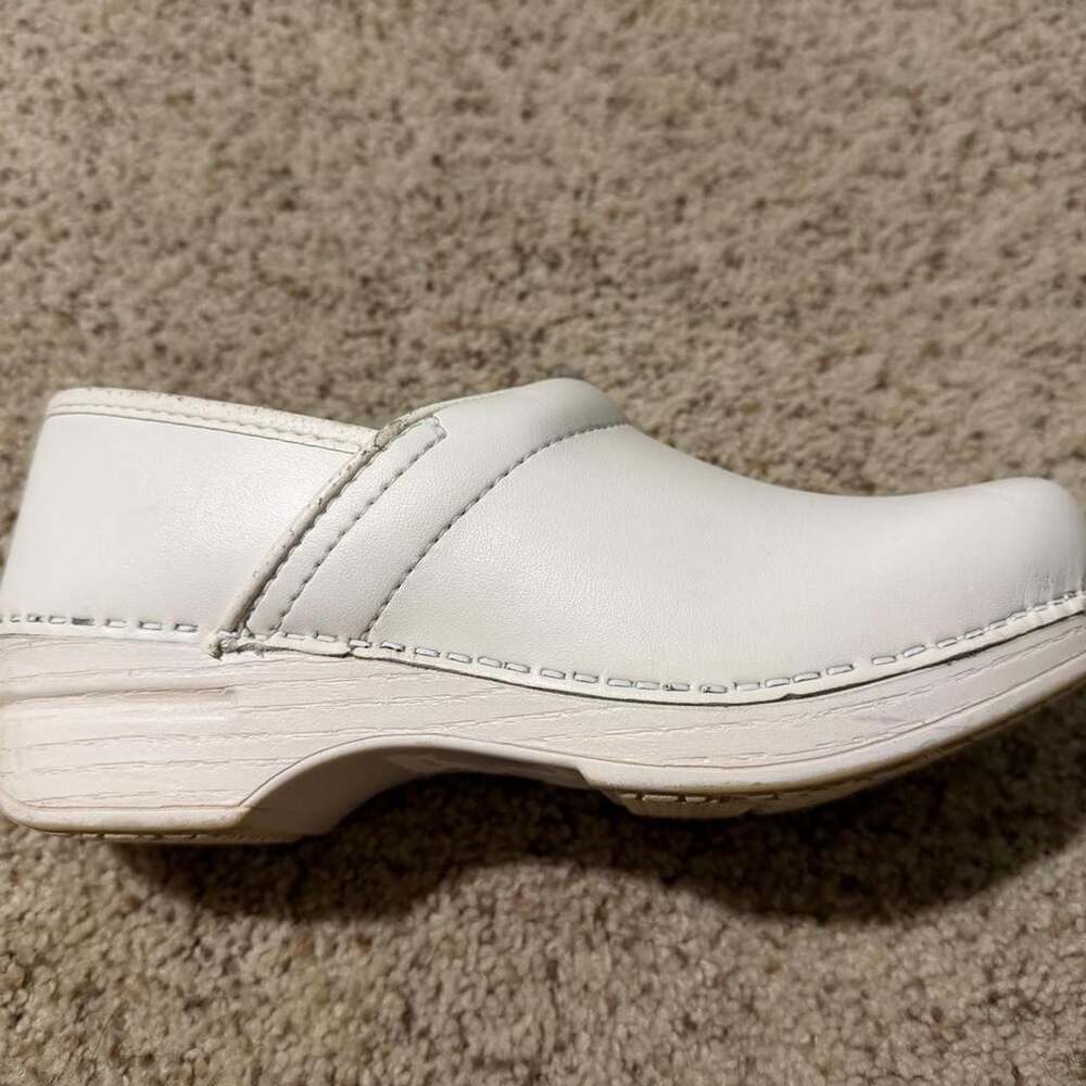 Dansko Pro XP White Leather Clogs